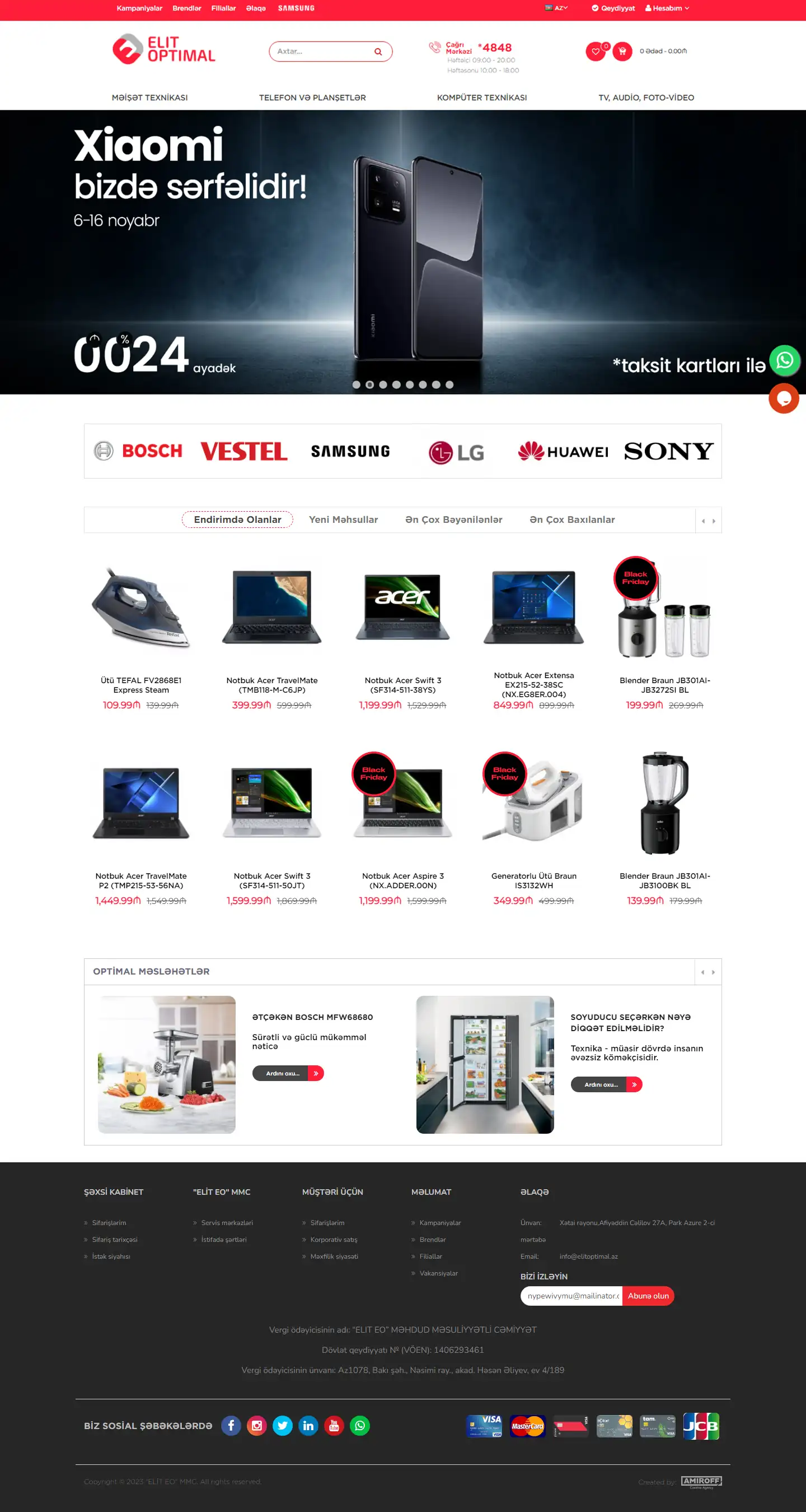 E-store website - Elitoptimal.az
