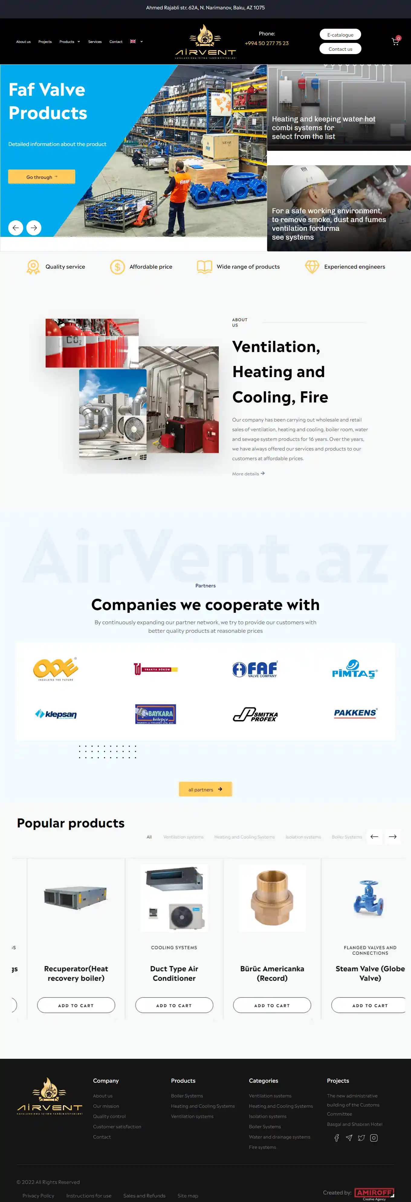 Airvent.az üçün Korporativ sayt